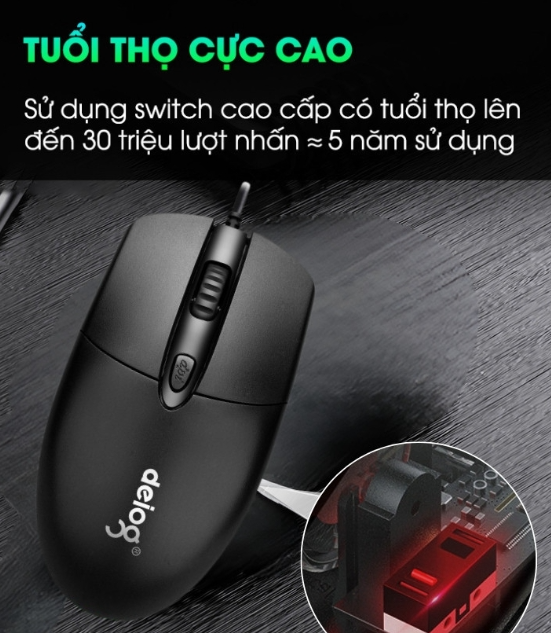 Chuột có dây chống ồn Deiog F5 chính hãng