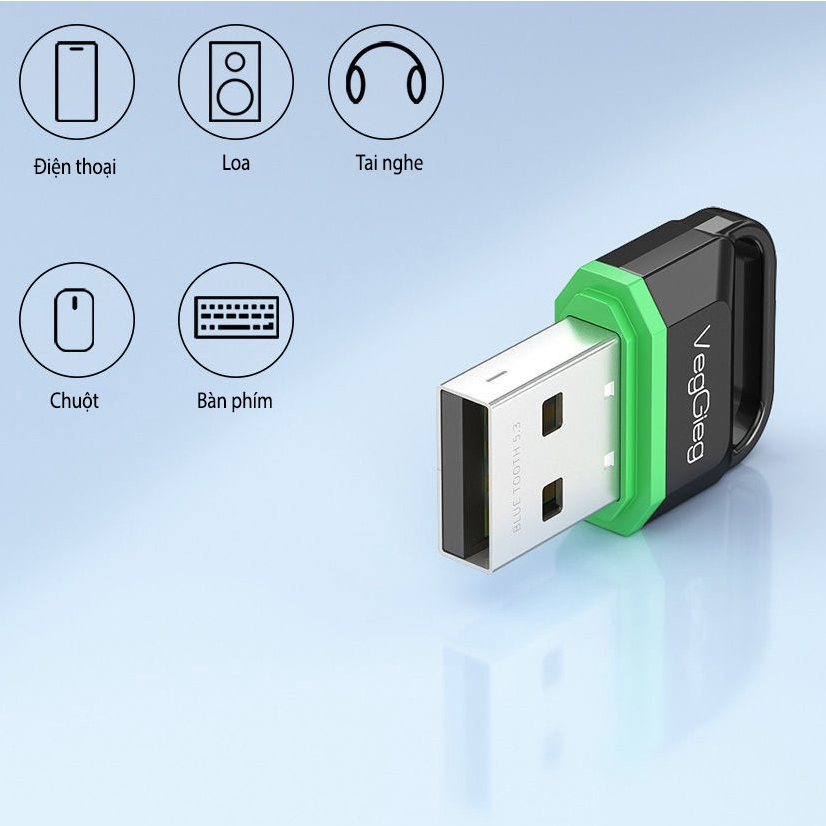USB Bluetooth VegGieg 5.3 kết nối không dây V-UB503