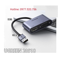 Bộ chuyển đổi USB 3.0 ra HDMI và VGA Ugreen 20518