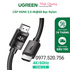 Cáp HDMI 2.0 dài 3M Ugreen 40102 4K @60HZ cao cấp