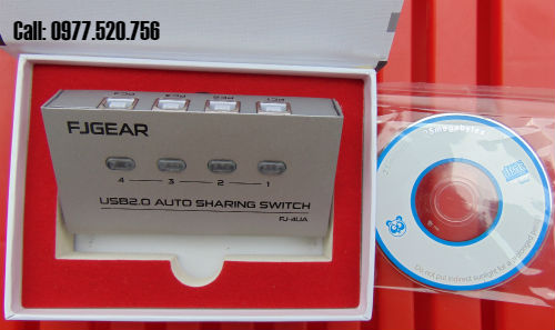 Bộ chia máy in Auto Switch 4 cổng usb FJGEAR FJ-4UA 4 máy tính chung 1 máy in