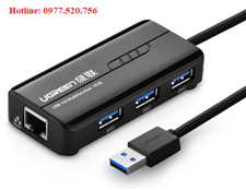 Bộ chia USB 3.0 ra 3 cổng USB 3.0 tích hợp cổng Lan Gigabite Ugreen 20265