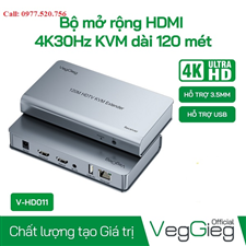 Bộ kéo dài HDMI qua Lan 120M KVM Veggieg V-HD010 Hỗ trợ chuột và bàn phím USB