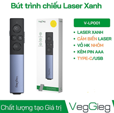 Bút trình chiếu cảm biến laser xanh VegGieg V-LP001 Điều khiển slide đỉnh cao cho thuyết trình