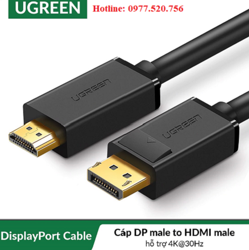 Cáp chuyển Display Port to HDMI dài 1.5m Ugreen 10239 hỗ trợ 4k