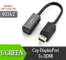 Cáp chuyển Displayport to HDMI Ugreen 40362 hỗ trợ 1080@60hz