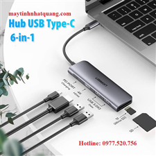 Cáp chuyển USB type C sang HDMI, USB 3.0, đọc thẻ SD/TF, hỗ trợ sạc USB C Ugreen 70411