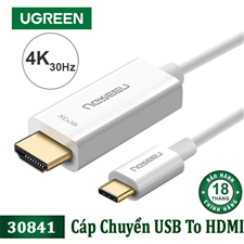 CÁP CHUYỂN ĐỔI USB TYPE-C TO HDMI HỖ TRỢ 4K, 3D DÀI 1,5M CHÍNH HÃNG UGREEN 30841