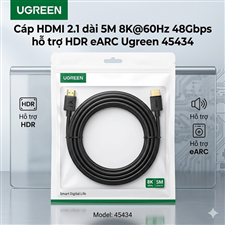 Cáp HDMI 2.1 dài 5M 8K@60Hz 48Gbps hỗ trợ HDR eARC Ugreen 45434