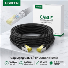 Cáp Mạng Cat7 F/FTP Đúc Sẵn 15m UGREEN 11274 - Tốc Độ 10Gbps, Chống Nhiễu Cao Cấp