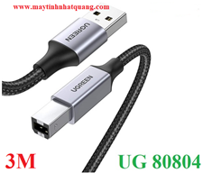 Cáp máy in USB 2.0 dài 3M bọc dù chống nhiễu Ugreen 80804 cao cấp
