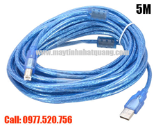 Cáp máy in USB 2.0 dài 5m màu xanh chống nhiễu