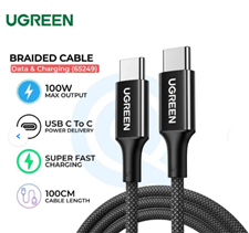 Cáp sạc nhanh UGREEN 65249 USB-C to USB-C - PD 100W, chip E-Marker, siêu bền, sạc laptop trong tích tắc
