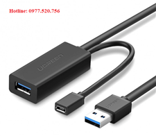 Cáp USB 3.0 nối dài 10m Ugreen 20827 có chíp, hỗ trợ nguồn Micro USB