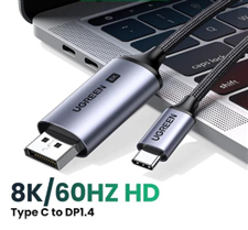 Cáp USB-C to DisplayPort 8K Ugreen 25839 - Truyền hình ảnh siêu nét, HDR, tốc độ 32.4Gbps, dài 3M