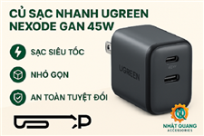Củ sạc nhanh UGREEN 90572 Nexode GaN 45W - 2 cổng sạc USB-C PD  sạc siêu tốc