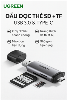 Đầu đọc thẻ nhớ USB Type C & USB 3.0 UGREEN 50706 Tốc độ cao