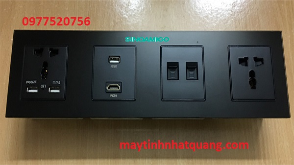 Hub media Sinoamigo SW-SR-004B chính hãng (gồm 2 ổ điện đa năng, 2 ổ sạc USB, 2 RJ45 cat6, 1 HDMI, 1 USB data)