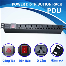 Thanh Nguồn PDU 8 Cổng 3 chấu Đa Năng Cho Tủ Rack 19 Inch - Ổ Điện Chuyên Dụng Tủ Mạng, Tủ Server