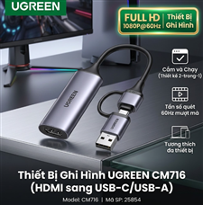 Thiết Bị Ghi Hình HDMI to USB-C/USB-A Full HD 1080P@60Hz UGREEN CM716 25854