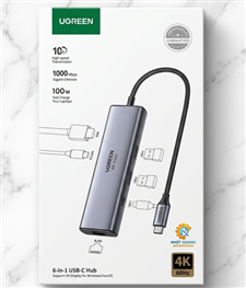 Thiết Bị Mở Rộng USB Type-C 6 in 1 HDMI 4K@60Hz / LAN Gigabit / USB 3.0 / PD 100W UGREEN 45000