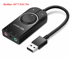USB Sound Card - USB 2.0 ra Mic+Loa Ugreen 40964 có điều chỉnh âm lượng