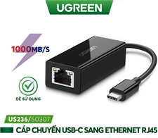 USB Type-C to Lan 10/100/1000Mbps chính hãng Ugreen 50307